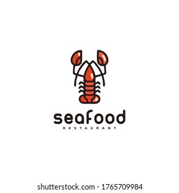 Seafood restaurant modern logo design, lobster illustration, crayfish symbol.