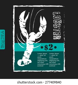 Seafood restaurant poster on chalkboard. Vector restaurant menu