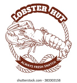 Seafood restaurant retro poster. Vector emblem illustration