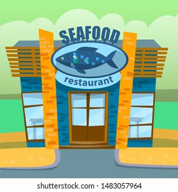 Seafood Restaurant Selling Fish Aquatic Creatures Stock Vector (Royalty ...