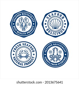 Seafood restaurant stamp design logo collection
