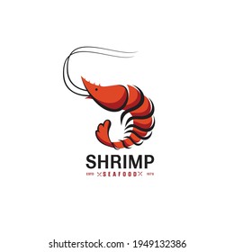 Seafood restaurant, Stylized image of shrimp logo template, prawn logo design on white background Vector illustration