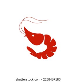 Seafood restaurant, Stylized image of shrimp logo template, prawn logo design on white background Vector illustration logo icon