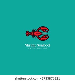 Seafood restaurant, Stylized image of shrimp logo template, prawn logo design illustration
