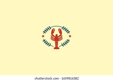 Seafood restaurant symbol  icon sign and logo. lobster vector illustrations for bistro or seaside inn. for lobster restaurant business.