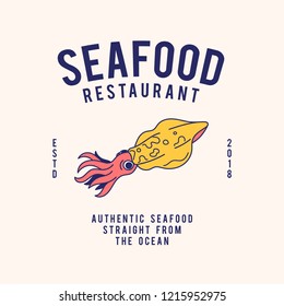 Vector de diseño de texto del restaurante de mariscos