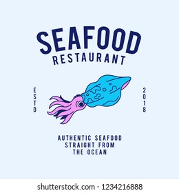 Seafood restaurant text design vector