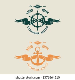 Seafood restaurant vintage logos vector set