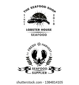 Seafood restaurant vintage logos vector set