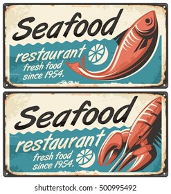 Seafood restaurant vintage signs