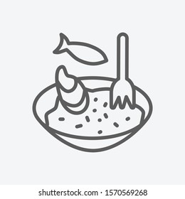 Seafood risotto icon line symbol. Isolated vector illustration of  icon sign concept for your web site mobile app logo UI design.