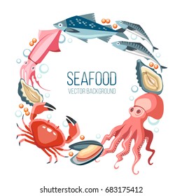 seafood round circle background fresh fish crustaceans shell delicacy