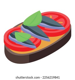 Seafood sandwich icon isometric vector. Ocean food. Herring sardine