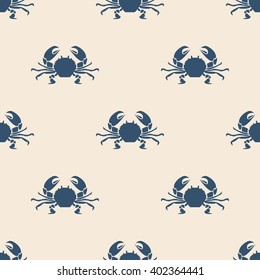 Seafood seamless pattern retro marine with crabs