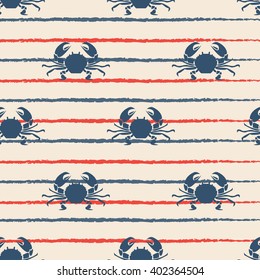 Seafood seamless pattern retro marine with crabs