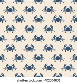Seafood seamless pattern retro marine with crabs