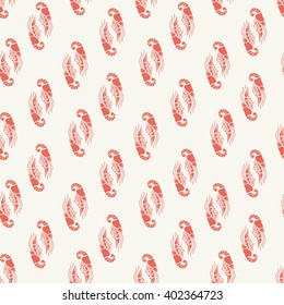 Seafood seamless pattern retro with shrimps