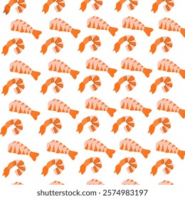 seafood seamless pattern. Shrimp background Vintage sketch style prawn. Vector illustration. Seamless vector pattern shrimps. Design for seafood products packaging