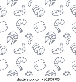 Seafood seamless pattern vector background