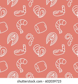 Seafood seamless pattern vector background