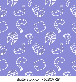 Seafood seamless pattern vector background