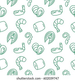 Seafood seamless pattern vector background