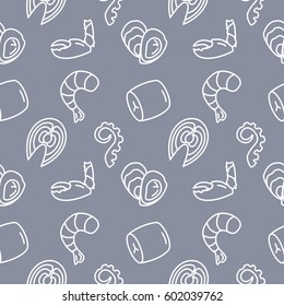 Seafood seamless pattern vector background
