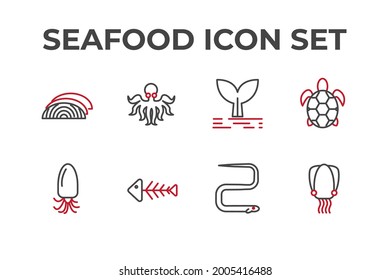seafood set icon, seafood office set sign icon, vector illustration