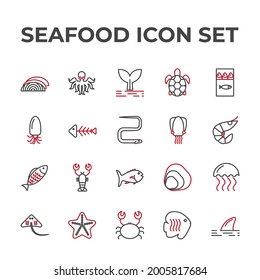 seafood set icon, seafood office set sign icon, vector illustration
