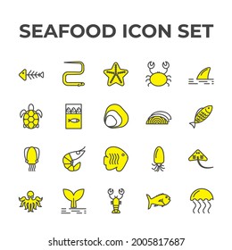 seafood set icon, seafood office set sign icon, vector illustration