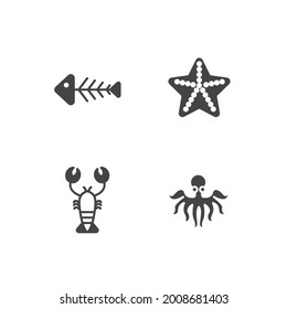 seafood set icon, seafood office set sign icon, vector illustration