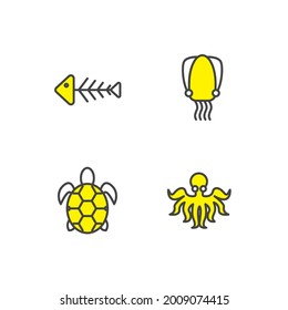seafood set icon, seafood office set sign icon, vector illustration