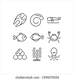 Seafood set icon vector illustration logo template for many purpose. Isolated on white background.