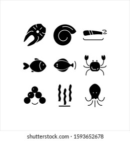 Seafood set icon vector illustration logo template for many purpose. Isolated on white background.