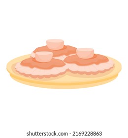 Seafood shell icon cartoon vector. Spanish food. Restaurant dish