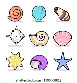 Seafood shellfish, beach, sea, vector icon
