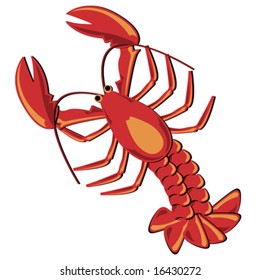 Seafood. Shellfish. Lobster illustration isolated over white.