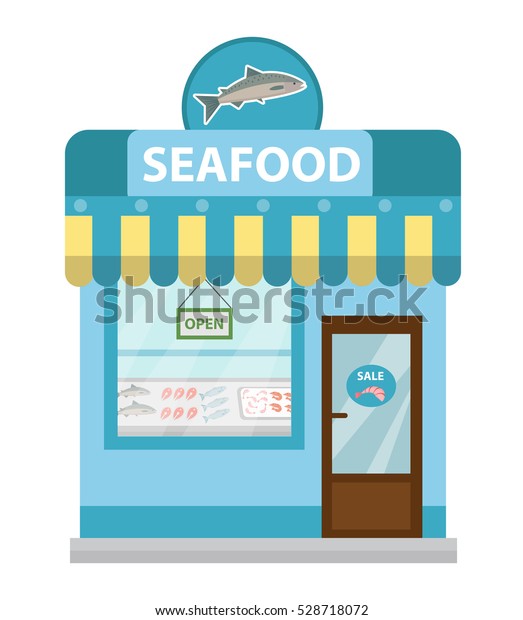 Seafood Shop Building Showcase Vector Icon Stock Vector (Royalty Free ...