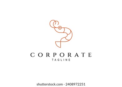 seafood shrimp logo with line art template design style