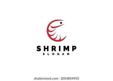 Seafood shrimp logo template design vector illustration