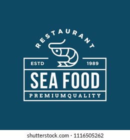 Seafood shrimp for restaurant line logo design. Vector icon illustration modern simple line logo
