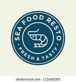 Seafood shrimp for restaurant line logo design. Vector icon illustration modern simple line logo
