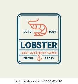 Seafood shrimp for restaurant line logo design. Vector icon illustration modern simple line logo
