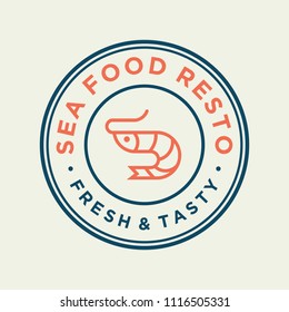 Seafood shrimp for restaurant line logo design. Vector icon illustration modern simple line logo
