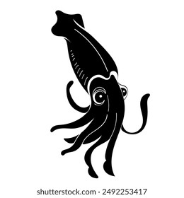 Seafood silhouettes flat illustration. Marine animal shapes. Underwater world. Biodiversity. Abstract shapes 