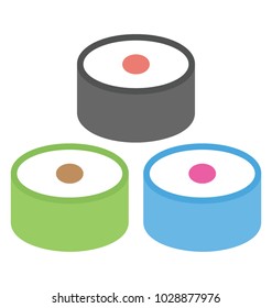 
Seafood, sliced  fish in plate flat vector icon
