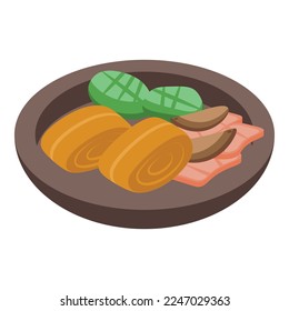 Seafood snack icon isometric vector. Portuguese cuisine. Egg meal