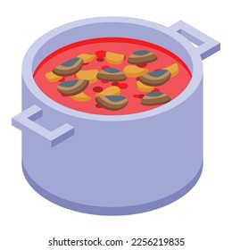 Seafood soup icon isometric vector. Pacific sardine. Oil food