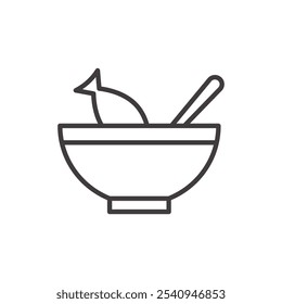 Seafood soup stroke icon in black