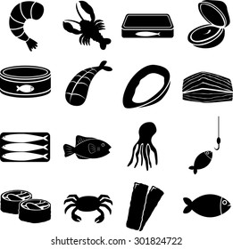 seafood symbols set